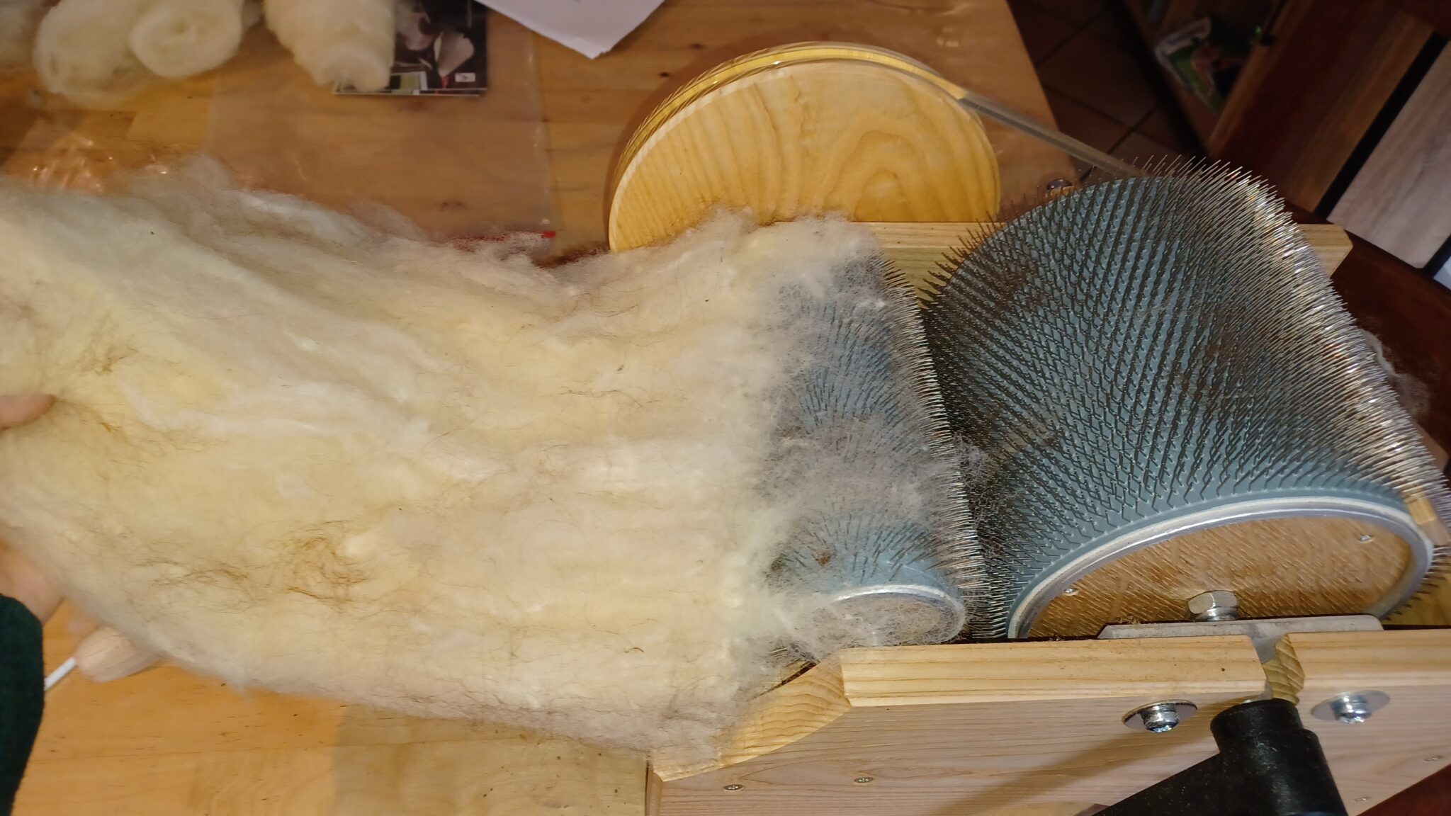 Le travail de la laine brute de mouton et alpaga